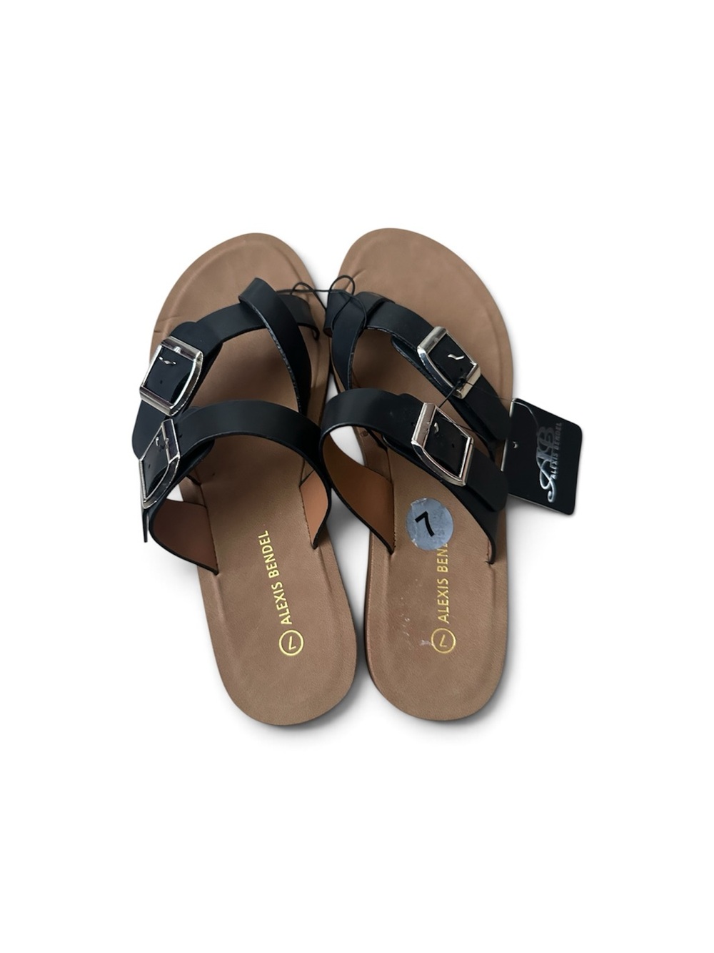 Alexis Bendel Black Triple-Buckle Slide Sandals